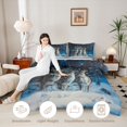 thumbnail image 3 of Castle Fairy Wildlife Deer Full Size Comforter Sets 3-Piece,Winter Dark Woodland Bedding Comforter Set,Blue White Brown,Black Reversible,1 Comforter and 2 Pillowcases, 3 of 6