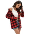 thumbnail image 5 of Siliteelon Womens Flannel Shacket Button Down Plaid Long Sleeve Casual Business Blouse Top Fall Winter Outfits, 5 of 6