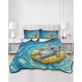 thumbnail image 2 of Quilts Twin Size Bedding Set, Summer Koala Lightweight Quilted Comforter, Blue Ocean Oil Painting Swimming Ring Soft Reversible Bedspread Coverlet with Pillow Covers for All Season, 68" x 86", 2 of 7