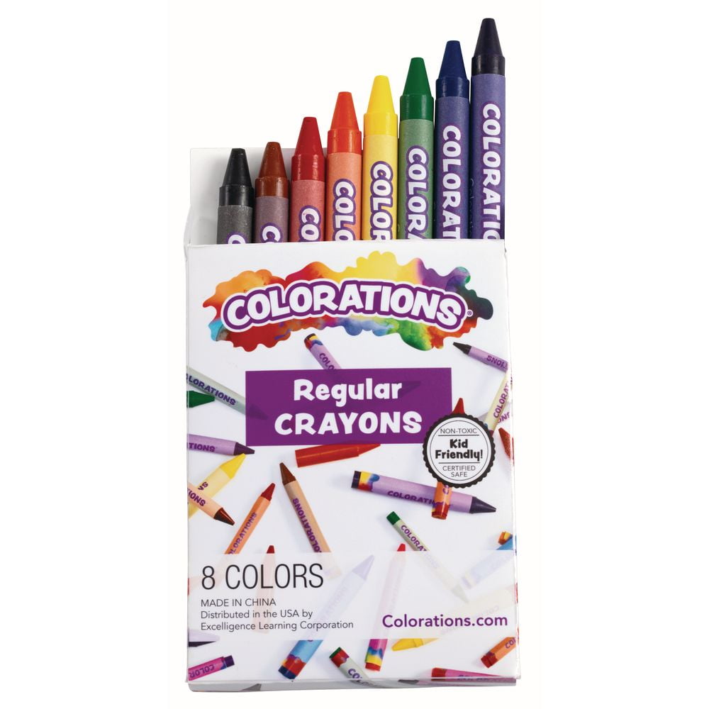Colorations Colors Like Me & Regular Crayons, 8 Colors, Regular Size, 12 packs of each