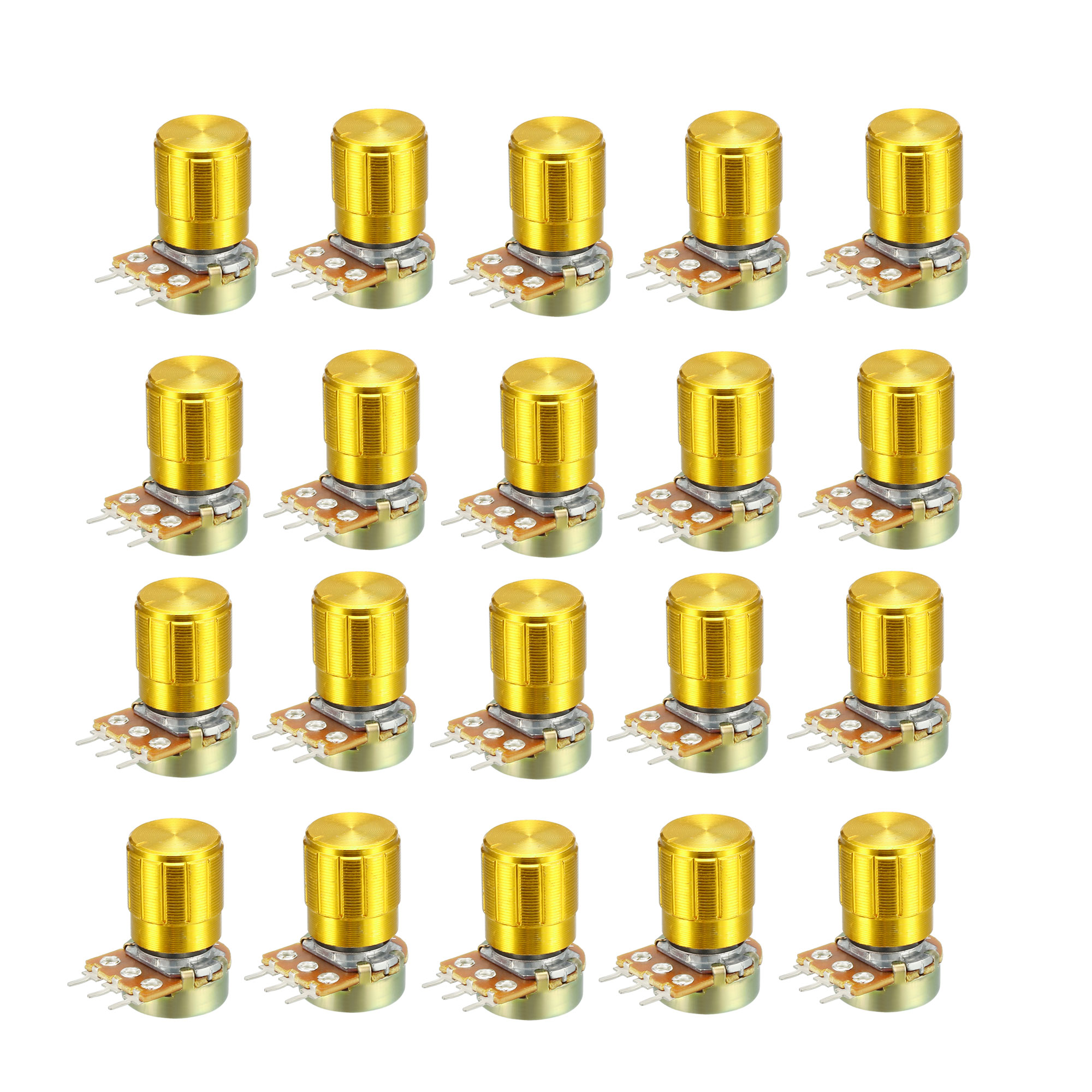 20pcs 20K Variable Resistor Single Rotary Carbon Potentiometer Knobs