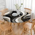 thumbnail image 3 of Black White Marble Gold Line Pattern Round Fitted Tablecloth with Elastic Edge,Dining Table Cover Waterproof,Outdoor Round Tablecloth for Camping,Dining,Indoor and Outdoor, 3 of 7