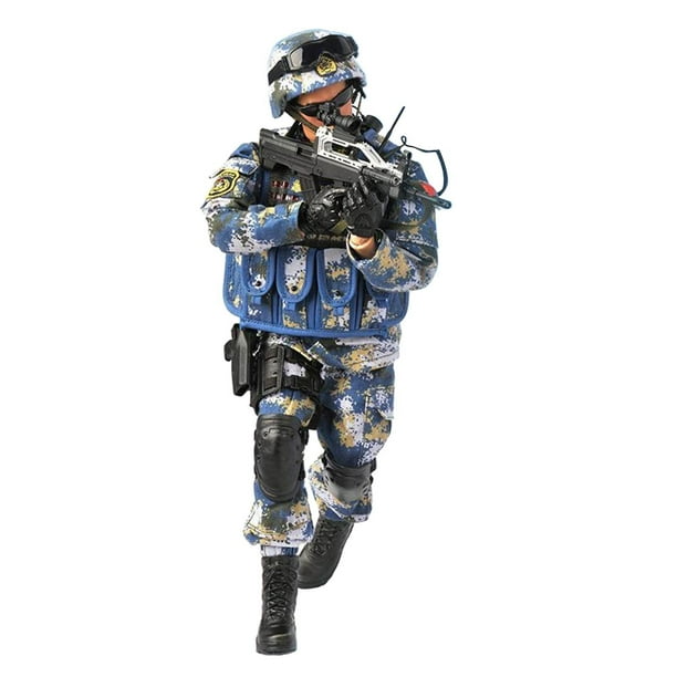 Figuras en miniatura a escala 1/6 de soldados del ejército con puntos de movilización azul ejército