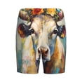 thumbnail image 2 of Lsque Oil Painting Flower Cow Mens Sleep Pajama Shorts,Short Pajama Pants, Cotton Ultra-Soft Knit-3X-Large, 2 of 9