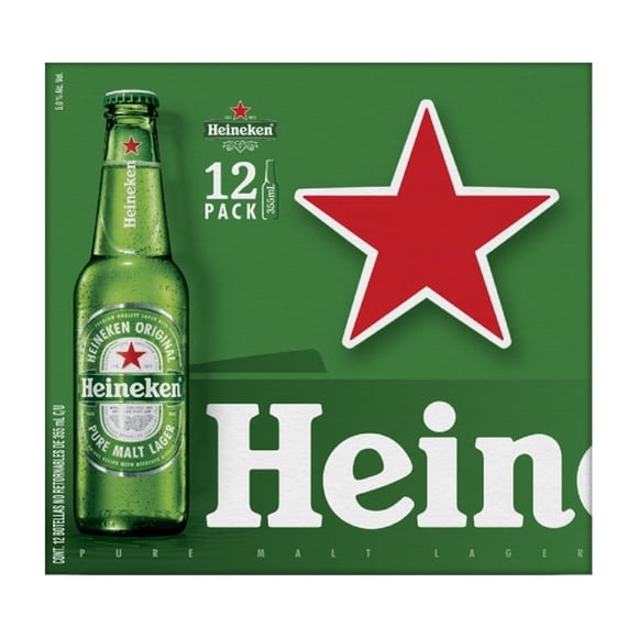 Cerveza clara Heineken 12 botellas de 355 ml c/u