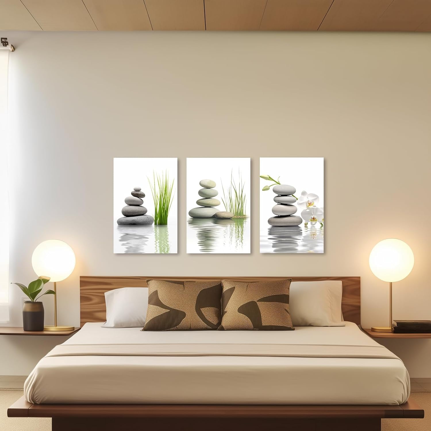 ZHONGYUTONG Décoration Murale Zen Image Fleur de Lotus Blanche en Fleur dans l'Eau Impressions sur Toile (20x30 Pouces