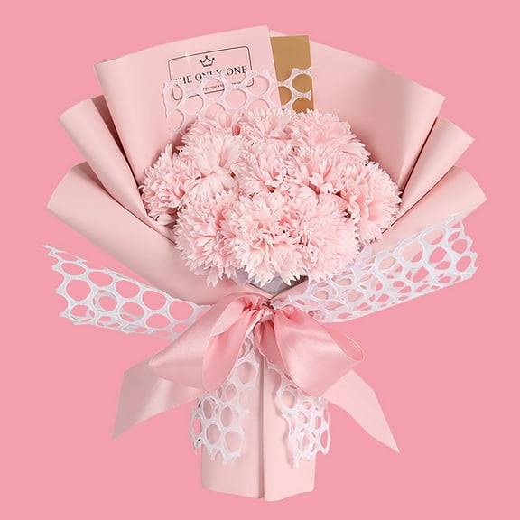 Carnation & Rose Soap Flower Bouquet, Handmade Artificial Preserved Floral Arrangement, Heartfelt Gift for Mother's Day Birthday Anniversary, Versatile Decor for Wedding Party Festival Celebration