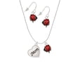 thumbnail image 2 of Delight Jewelry Silvertone Script Mom Heart Red Lucky Ladybug Necklace and Dangle Earrings Set, 2 of 6