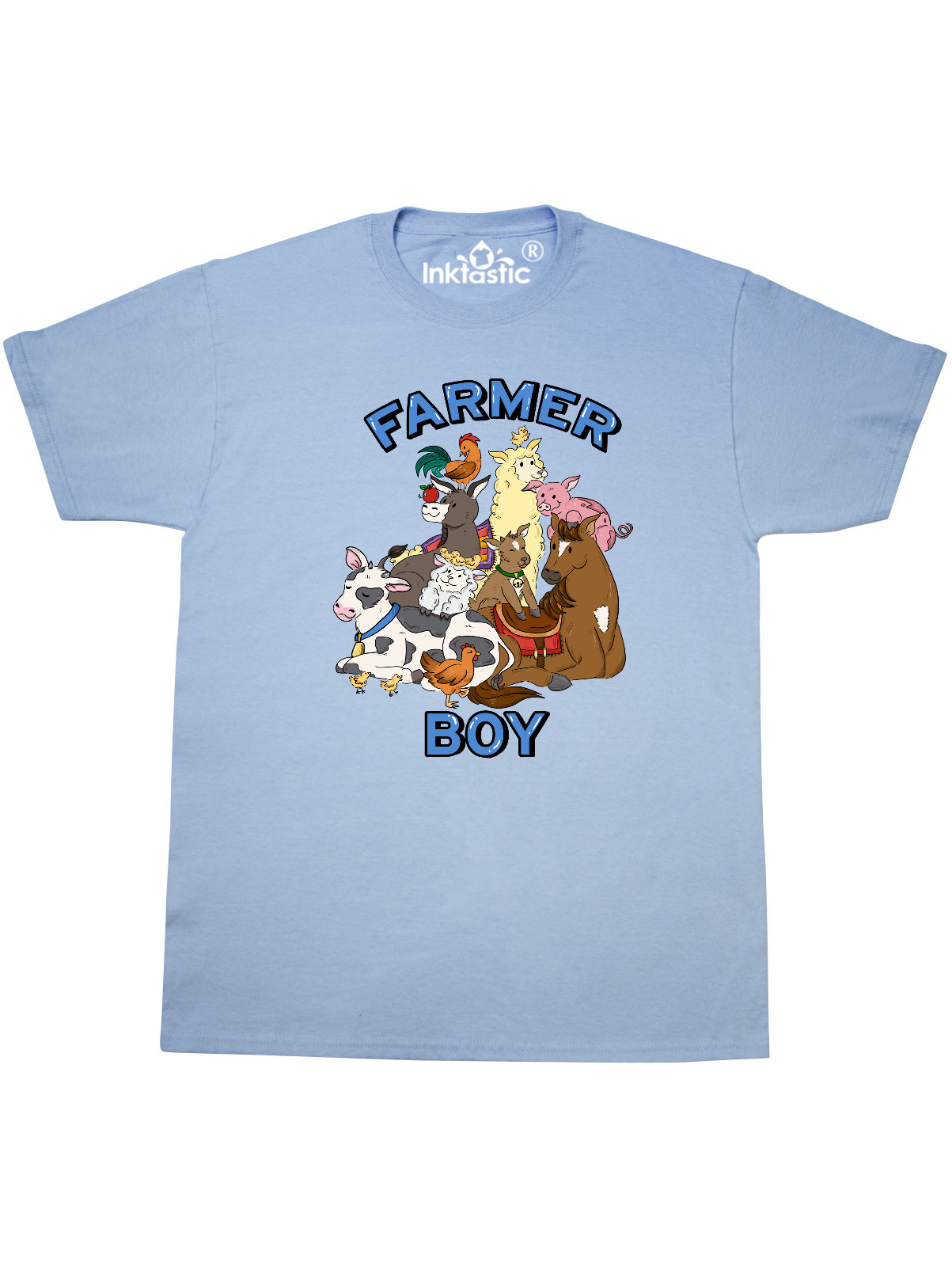 INKtastic Farmer Boy with Happy Farm Animals TShirt