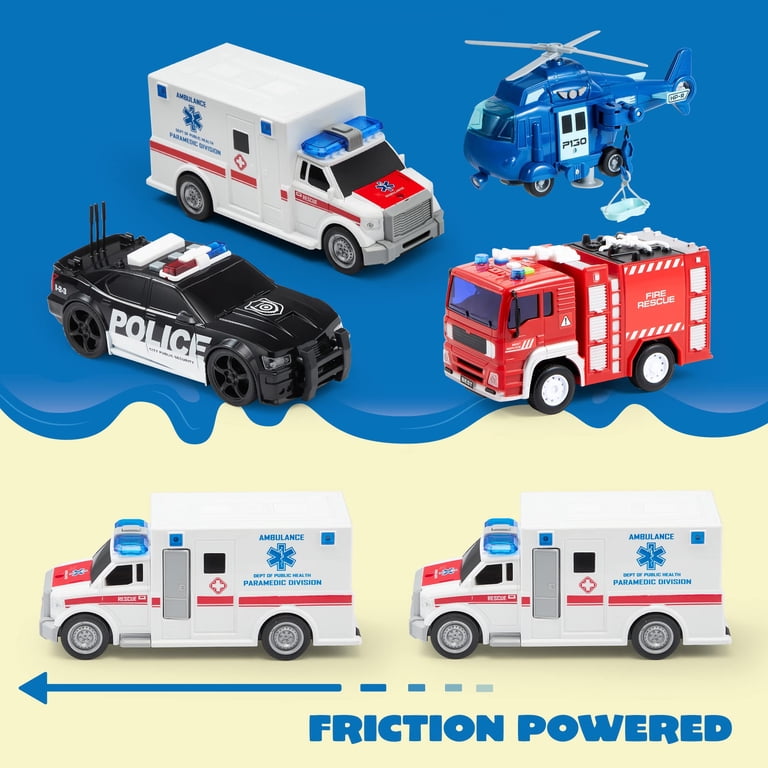Joyfy Emergency Vehicle Playset, 4-Pack photo 3