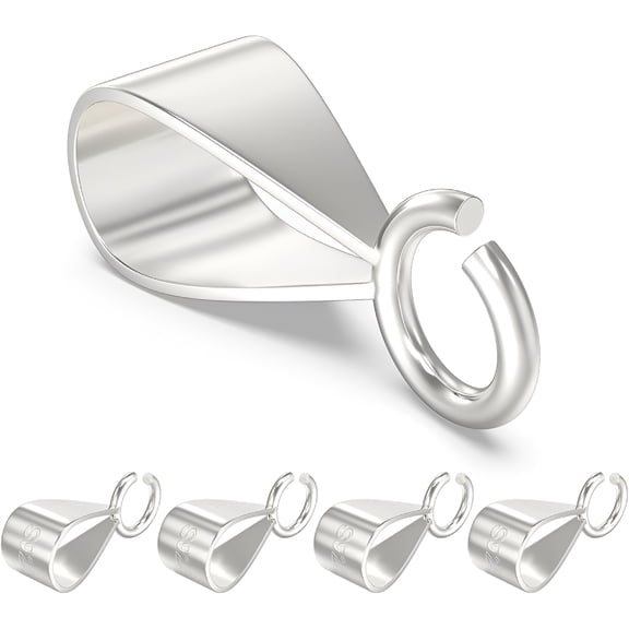 DESIGNICE 5Pcs 925 Sterling Silver Slider Pendant Clasp for Necklace with Open Loop,Easy Bails for Jewelry Making,Charm Clasp Connector for Diy Craft (Made in Italy)