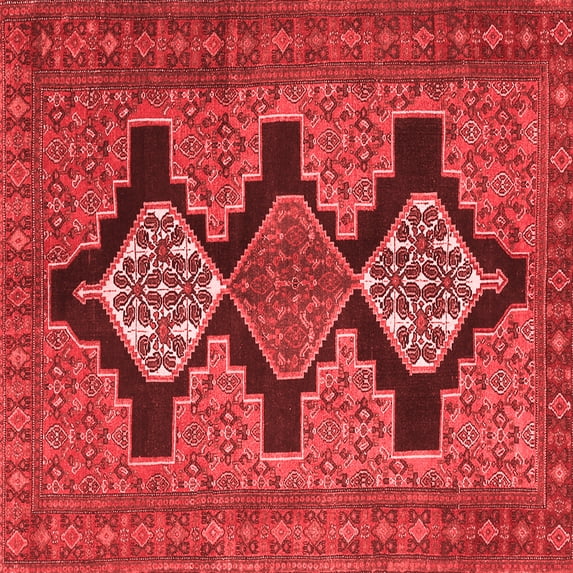Ahgly Company Indoor Square Persian Red Traditional Area Rugs, 7' Square