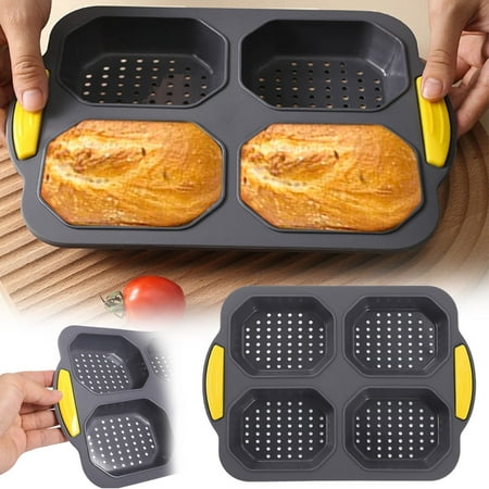 

Mynkyll Set Of 5 Silicone Pan With Brush Spatula Gloves 9 And 4 Perforated Bread Baking Tray Nonstick French Pans For Oven Bake Mould Toaster Pan For Loaf Hot D
