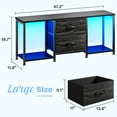 thumbnail image 2 of WSSYzyzf TV Stand for Bedroom with LED Lights Dresser TV Stand with Two Fabric Drawers and Open Storage Shelves, Entertainment Center TV Console with Wood Top for Living Room Black, 2 of 8