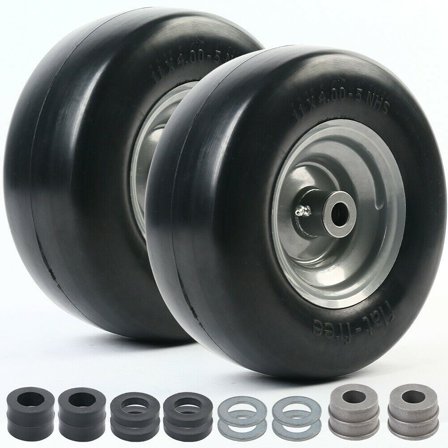 Set of 2 11 x 4.00-5 Inch Flat Free Tire Assembly for Mowers Lawn Mower Tyre
