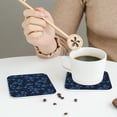 thumbnail image 6 of Pofeuu BLUE Flamingo Birds Print Leather Coasters Set of 6, Round Cups Mugs Mat Pad for Home Kitchen Heat Resistant Drink Coasters,Square, 6 of 7