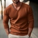 thumbnail image 1 of Blusas y camisas de manga larga con cuello en V para hombre, suéter informal de color liso con cuello en V, suéter grueso de manga larga, blusa acrílica para hombre, 1 of 9