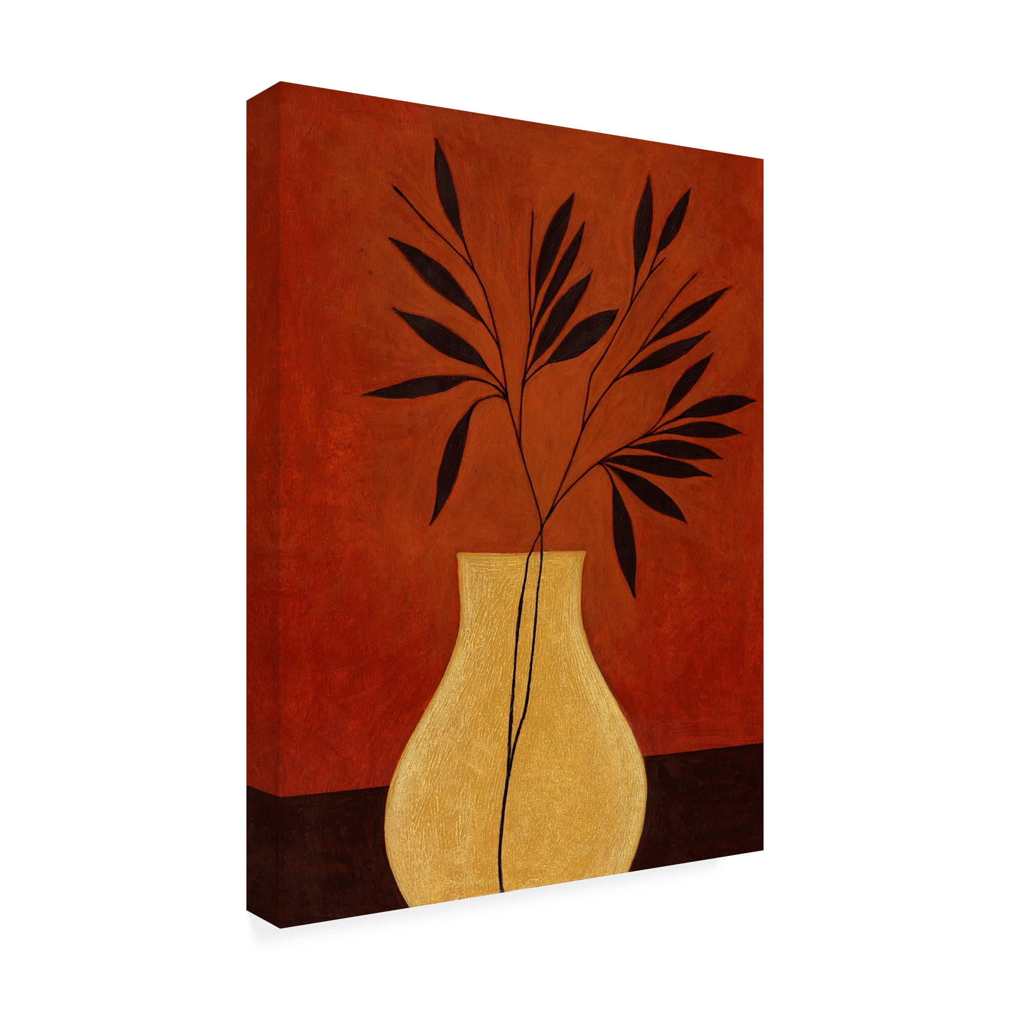 Trademark Fine Art 'Yellow Vase With Leaves' Canvas Art by Pablo Esteban