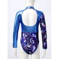 thumbnail image 5 of Aislor Kids Girls Metallic Splice Mock Cutout Back Gymnastics Leotard Ballet Dance Bodysuit 4-14 A Blue 8, 5 of 7