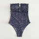 thumbnail image 2 of Traje de baño de una pieza para mujer Traje de baño con cordones y estampado floral azul,l Feliz Sencillez, 2 of 5
