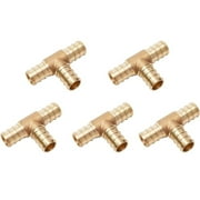 1/2 x 1/2 x 1/2 Inch PEX Barbed Tee Connector Fitting Crimp Brass for PEX Pipe Tubing, No Lead