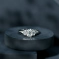 thumbnail image 4 of Rosec Jewels Certified Lab Created Diamond Three Stone Engagement Ring - EF-VS Grade Diamond Emerald Cut Ring - With Jewelry Box, 925 Sterling Silver, US 4.00, 4 of 8