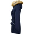 thumbnail image 3 of Women's Winter Hooded Parka Coat Warm Fleece Lined Jacket Thickened Windproof Parka with Removable Faux Fur Trim(Navy, L), 3 of 5