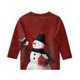 thumbnail image 3 of Girls Long Sleeve Christmas Top Festive Snowflake Print Pullover Crewneck Casual Holiday Shirt for Kids Winter Outfit, 3 of 4