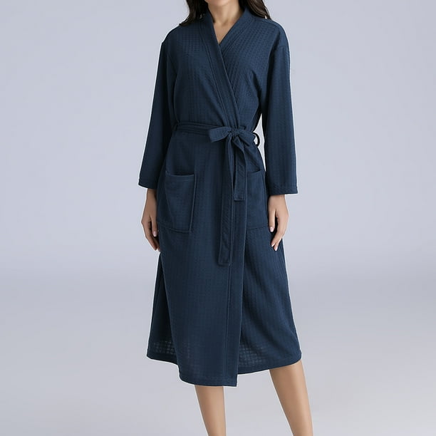 EQWLJWE Short Robes for Women Cotton Knit Bathrobe Soft Lightweight