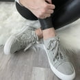 thumbnail image 5 of JENN ARDOR Women's Canvas Casual Shoes Lace Up Classic Splicing Platform Slip-On Low Top Sneakers Rubber Sole Wedge Low Top Fashion Sneakers With Zipper, 5 of 7
