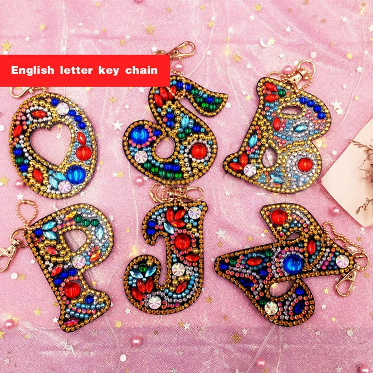 Pikadingnis Diamond Painting Keychains 5D Diamond Art Key Rings Creative 26  English Letters Pattern Pendant Double Sided Diamond Keychain DIY Crafts  Key Bag Ornaments Gift for Beginners Kids Adults D 