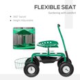 thumbnail image 4 of Outsunny Garden Scooter, Rolling Cart with Tray, Bucket, Green and Black, 4 of 8