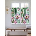 thumbnail image 6 of Kitchen Curtains 54 Inches length, Pink Succulent Window Treatment Curtain Drapes, Green Cactus Watercolor Pastoral Decorative Window Curtains for Bedroom Cafe, 52"x54", 2 Panels, 6 of 7