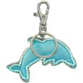 thumbnail image 2 of Dolphin Mother of Pearl (MOP) with Beads Dolphin Clip & Keychain Ring 3" Blue, 2 of 2