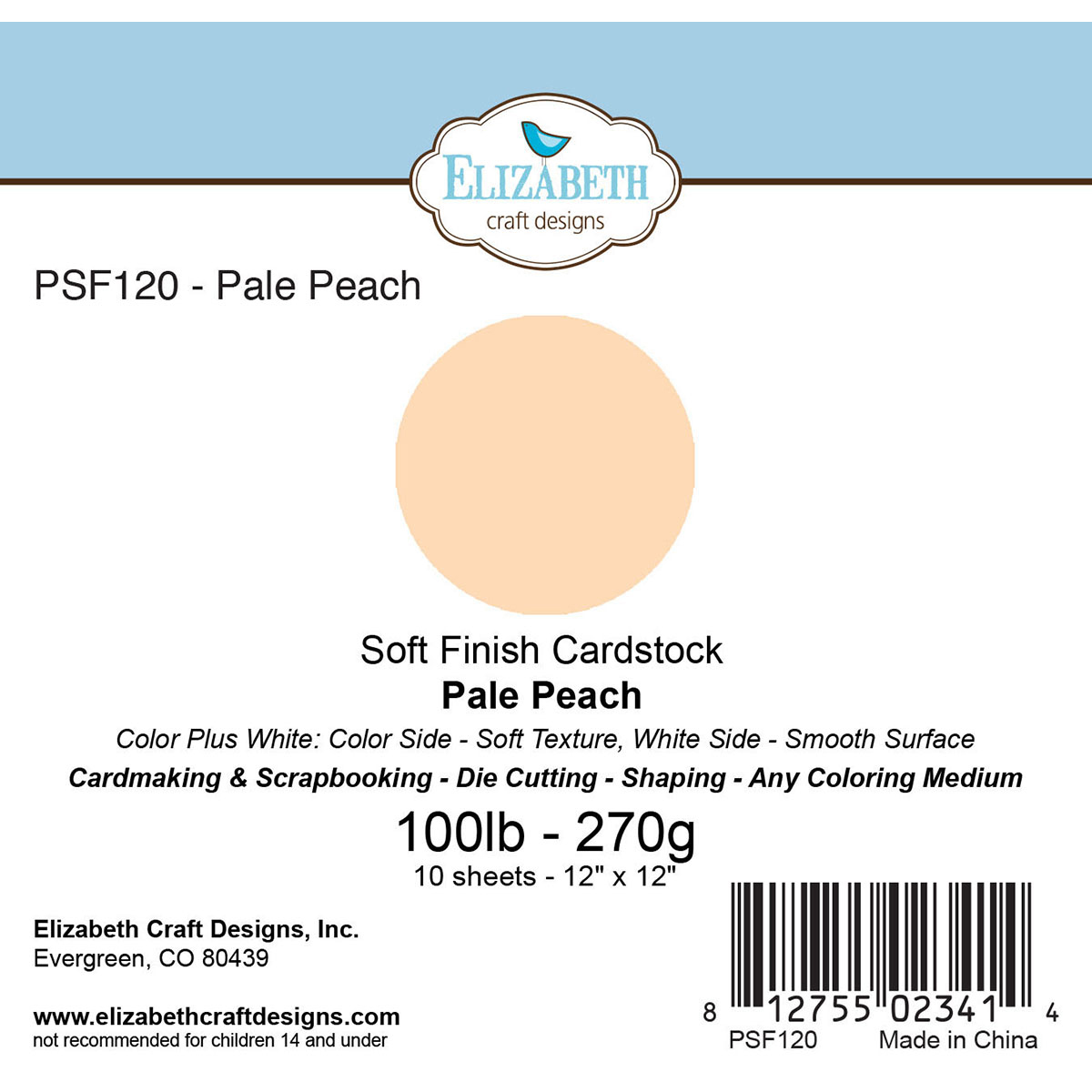 Soft Finish Cardstock 12"X12" 10/PkgPale Peach