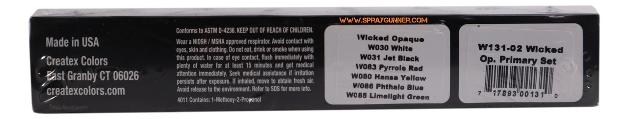 Createx Wicked Colors Airbrush Color - Opaque Primary, Set of 6, 2 oz, Bottles
