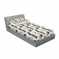 thumbnail image 3 of Ambesonne Floral Fitted Sheet & Pillow Sham Set, Exotic Tropical Petals, Full, Tan Ivory Seal Brown, 3 of 3