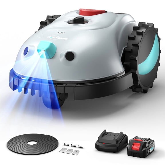 New V100 Robotic Lawn Mower Light Grey– Visual Navigation, Smart Obstacle Avoidance, Rain Sensor, Spot Spiral Cutting, Adjustable Cutting Height, Low Noise – Ideal for Small Lawns