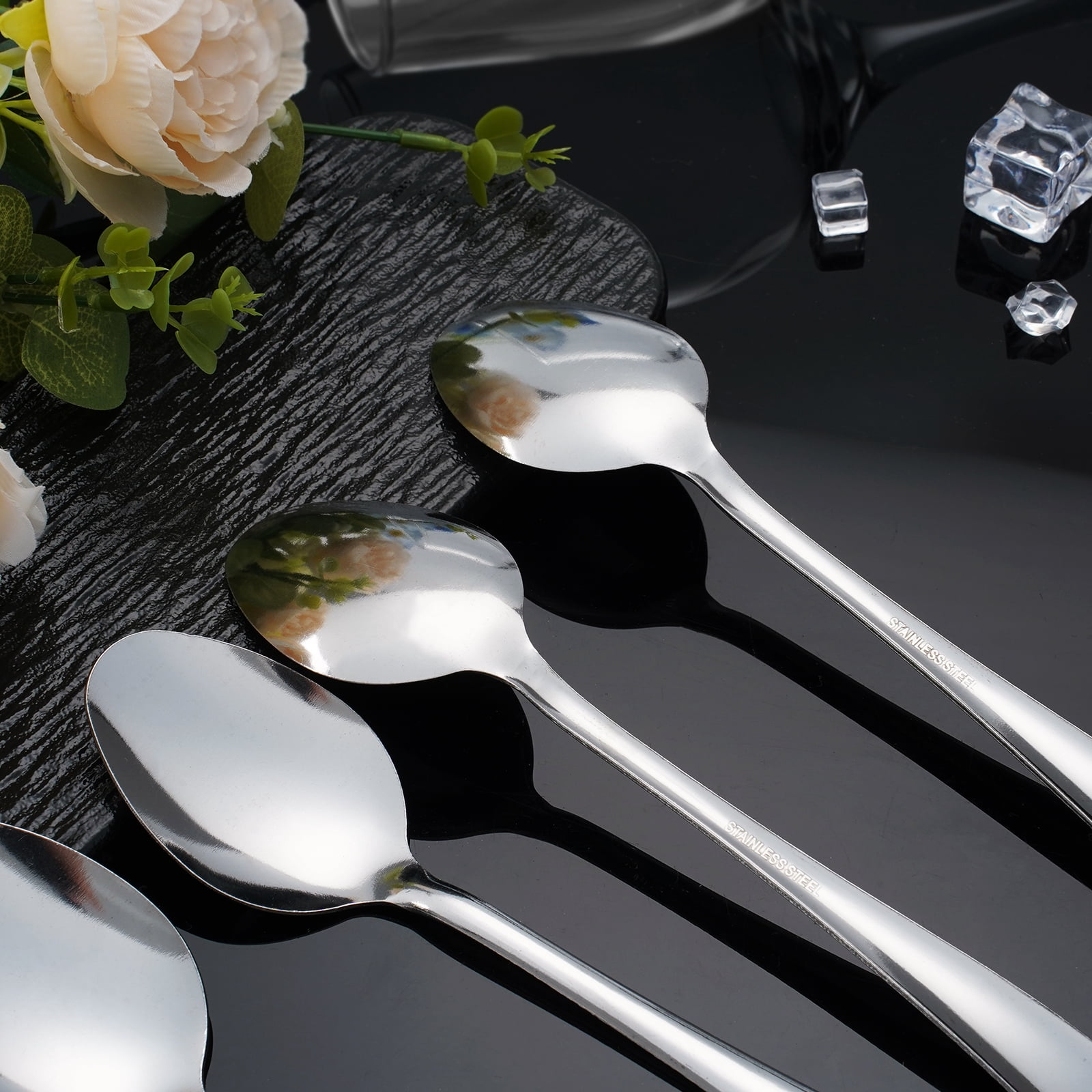 Hansmart 120pcs Dinner Spoons,7.1" Stainless Steel Spoons Silverware, Kitchen Essential Dinner Spoons, Table Spoon for Home Kitchen Restaurant, Party, Catering, Picinc, Dishwasher Safe