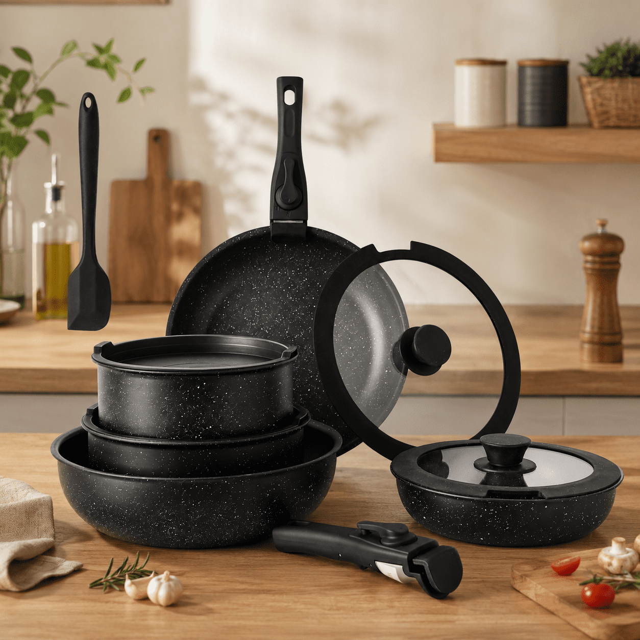 Bakken-Swiss 14-Piece Kitchen Cookware Set – Granite Non-Stick
