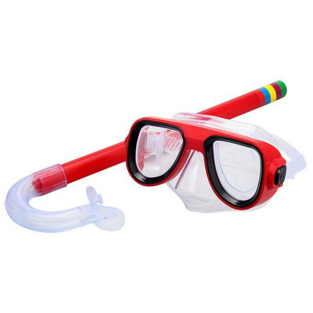 Enfants Visage Garde Réutilisables Lunettes Étanches Réglables Snorkeling Natation Piscine Bouclier Facial avec Tube Respiratoire Rouge
