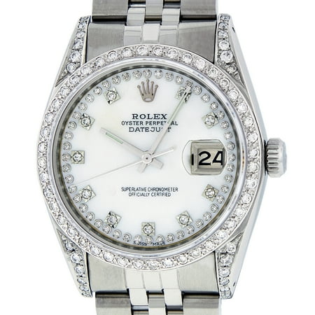 Rolex Mother Of Pearl Bracelet - Pre-Owned Rolex Mens Datejust Steel and 18K White Gold Mother of Pearl Diamond Watch Jubilee Quickset
