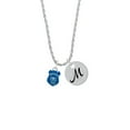 thumbnail image 2 of Delight Jewelry Silvertone Blue Policeman's Badge Silvertone Script Initial Disc - M - Charm Necklace, 20"+3", 2 of 4