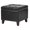 Leather Black With Solid Wood Legs, variant on Modern Tufted Faux Leather Storage Ottoman with Wheels | 18.8" Square Rolling Footrest Stool & Vanity Seat for Living Room, Bedroom, Dorm | Hinged Lid, Black
