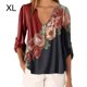 thumbnail image 1 of Blusa Camisa con cuello en V y estampado floral Blusa suelta de manga larga Top de mujer, Rojo, XL seitruly AP002021-20, 1 of 5