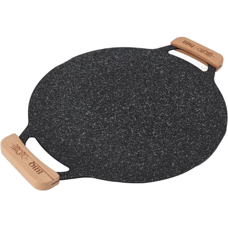 Korean BBQ Grill Pan - Nonstick Round Cast Iron Skillet with Handle, Multifunctional Stove Plate for Meats, Pancakes