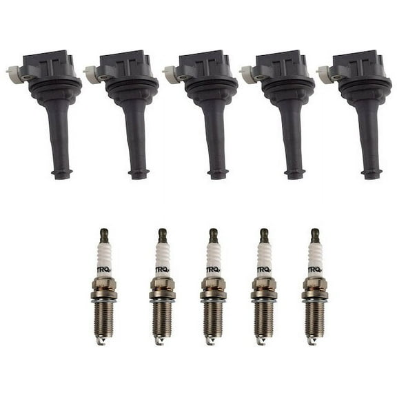 Ignition Coil and Spark Plug Kit 10 Piece - Compatible with 2015 - 2016 Volvo V60 2.5L 5-Cylinder