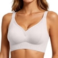 thumbnail image 2 of Womens Wireless T-Shirt Bra, Full Coverage Seamless V-Neck Bras with Adjustable Straps, Light Support Comfort Bra | VerBelle,Purple XL, 2 of 6