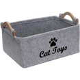 thumbnail image 1 of Caja de almacenamiento de juguetes para mascotas de fieltro, muy adecuada para guardar juguetes, accesorios y suministros para mascotas, gato, gris claro, 1 of 5