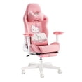 thumbnail image 1 of Silla para videojuegos Hello Kitty, cómoda silla ajustable con elevación para el hogar, sillas de oficina para ordenador de cuero PU rosa duradero con otomana, 1 of 3